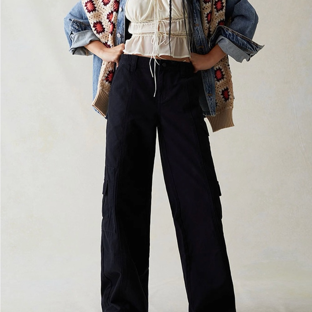 PacSun low rise puddle black cargo pants